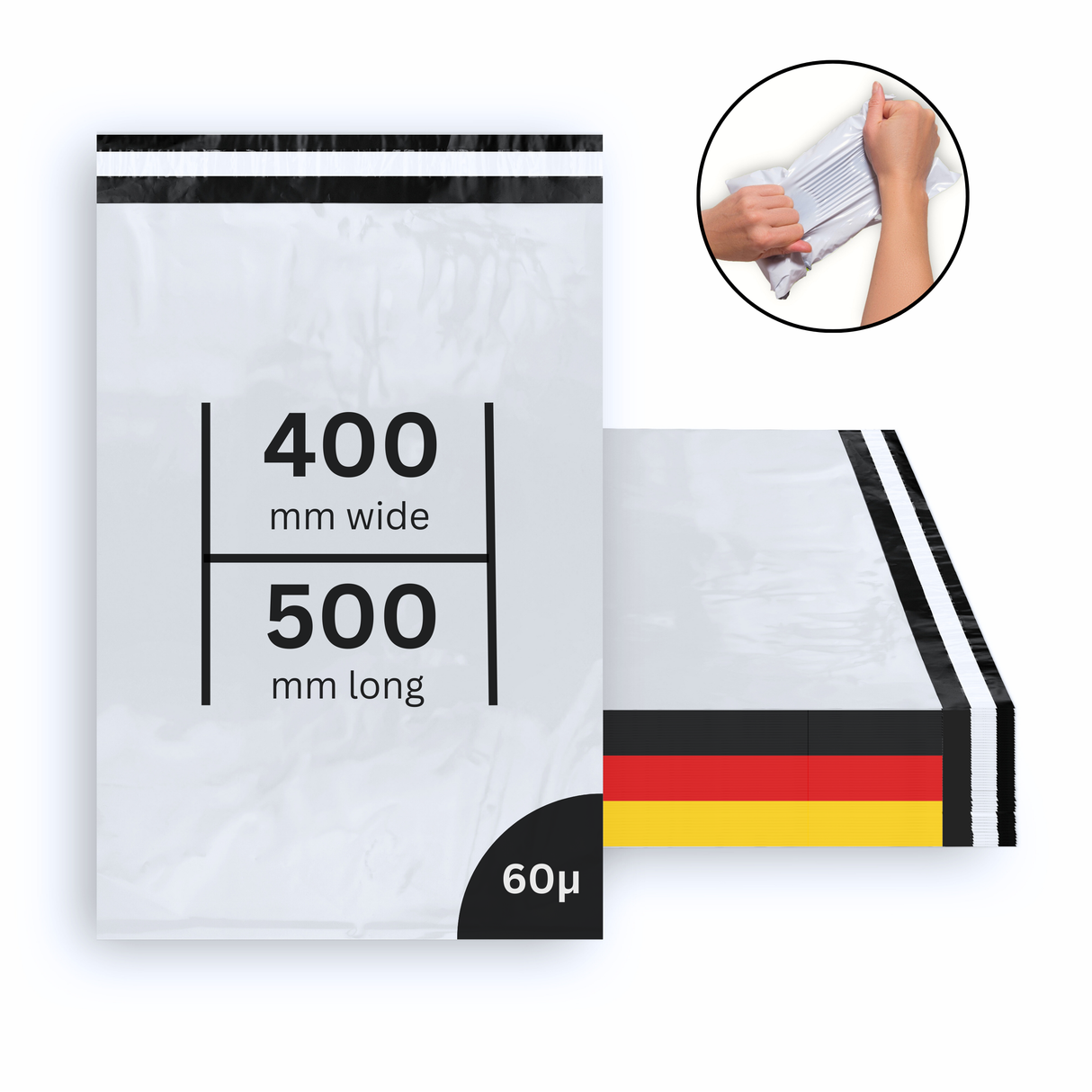 100x Versandbeutel Polybag Safepack 400 x 500 x 50 mm 60 μ B2B - 100 Stück