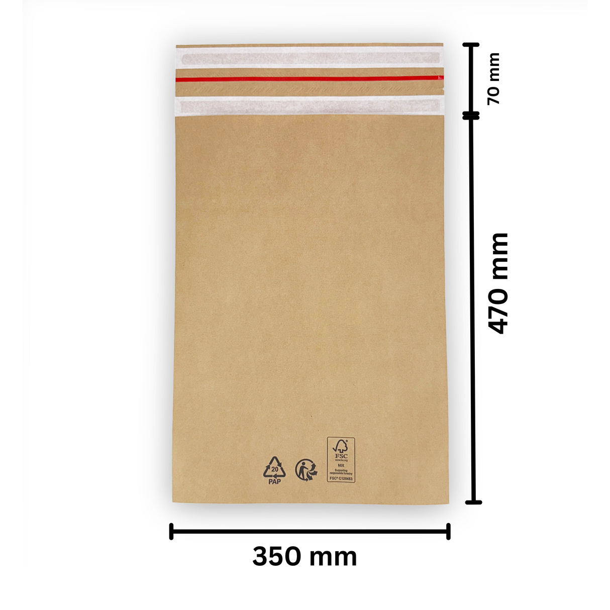 Versandtaschen - Kraftpapier 350 x 470 + 70 mm 70 g/m² - 100 Stück - Shipmentoo