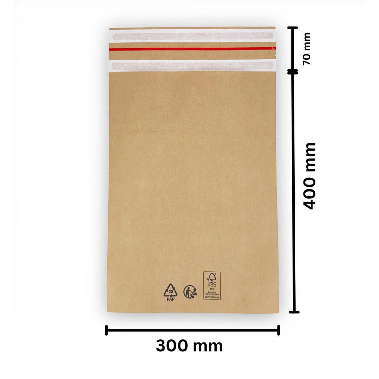 Versandtaschen - Kraftpapier 300 x 400 + 70 mm 70 g/m² - 100 Stück - Shipmentoo