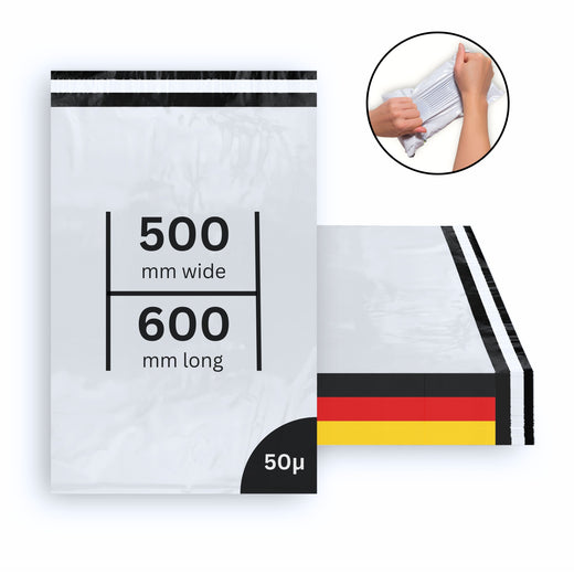 Versandbeutel 500 × 600 mm aus COEX-Folie, 50 µ, weiß, 100 Stück