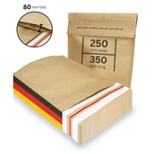 Versandtaschen - Kraftpapier mit Bodenfalte 250 x 80 x 350 + 80 mm 110 g/m² - 100 Stück