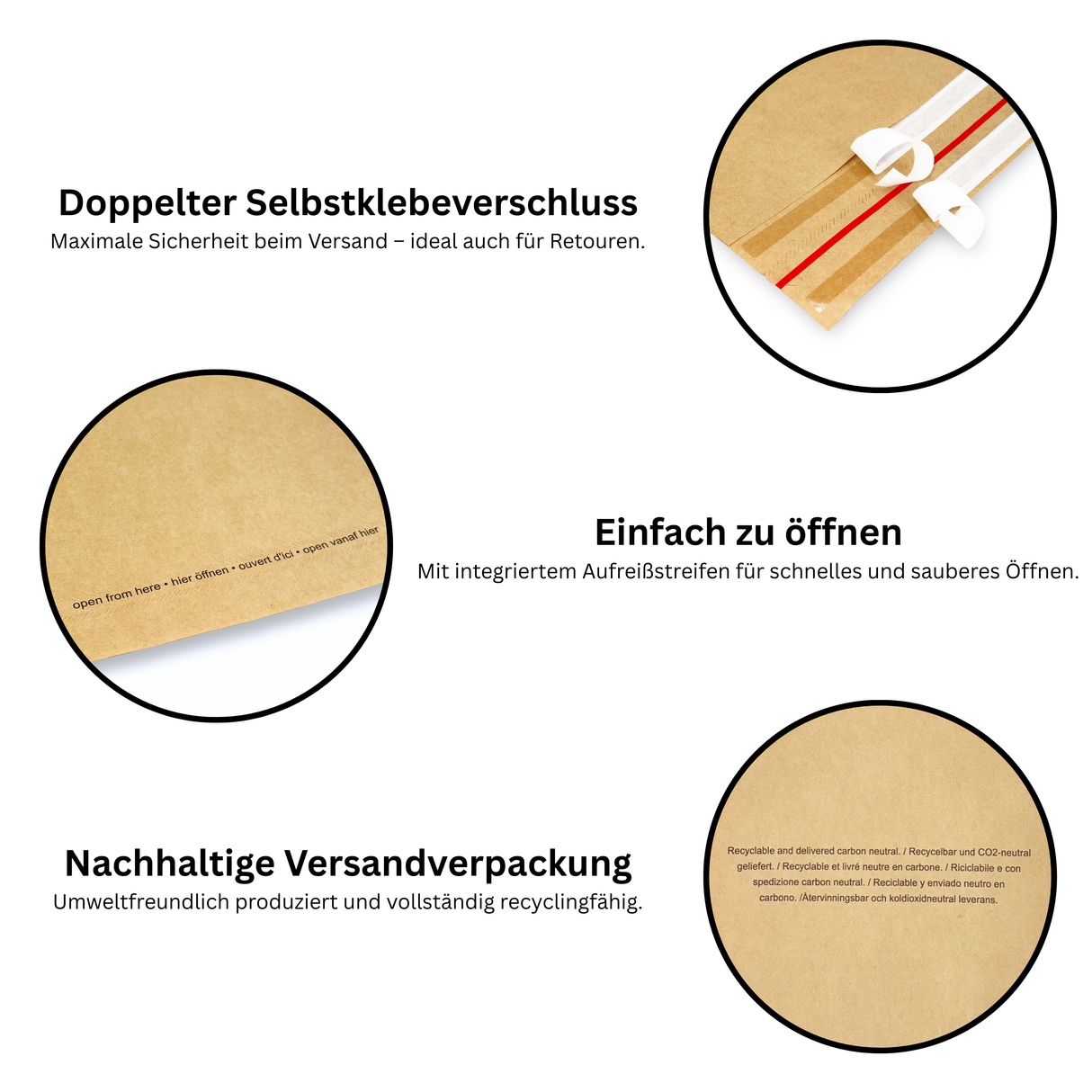 Versandtaschen - Kraftpapier mit Seiten- Bodenfalte 380 x 80 x 510 + 100 mm 110 g/m² - 100 Stück - Shipmentoo
