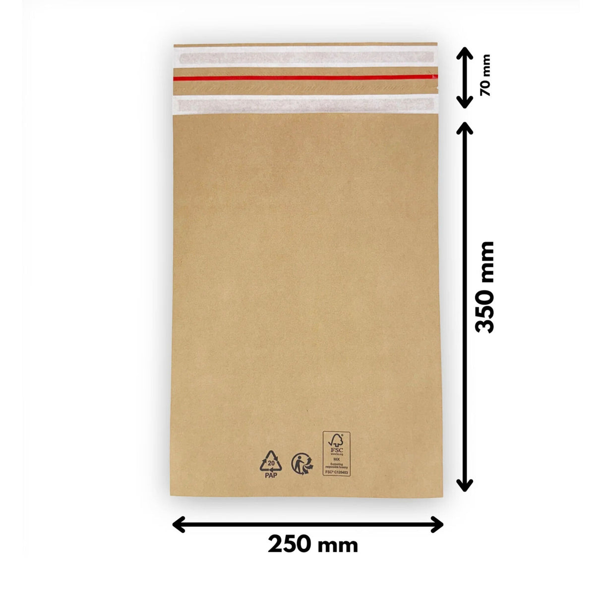 Versandtaschen - Kraftpapier 250 x 350 + 70 mm 70 g/m² - 100 Stück